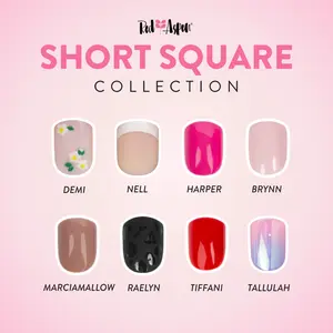Red Aspen Short Square Press On Nail