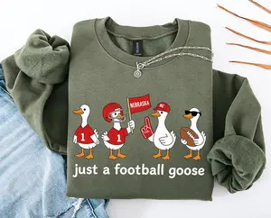 [SALE UP TO 45%] Nebraska Football Goose Crewneck Sweatshirt, Funny Cornhuskers Game Day Sweater, Gift for Football Fan or College Student Shirt