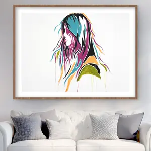 Begin Home Decor C1FM3648UY4CLT 36 x 48 in. Graffiti Street Art Woman - Turquoise Retro Framed Print Wall Art