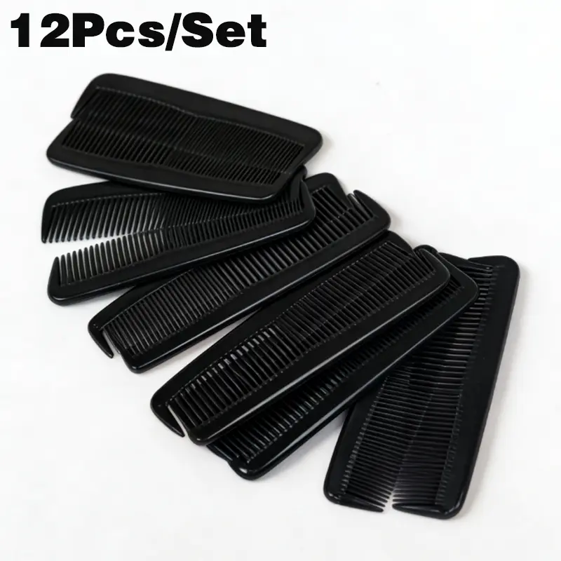 12 Pcs/Set Black Hair Comb,Portable Plastic Comb,Mini Size,Portable,Anti-static,Durable Plastic,Texture Comb,Combs,Travel,On-the-go Hair Tool,Cute Travel Comb,Bulk Hair Combs for Gifts,For Women Men Kids,Tiktokmademebuyit, Hairbrush