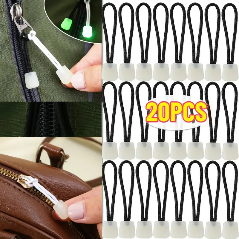 20pcs Universal Luminous Zipper Pull Detachable Zipper Head Glow in The Dark Replacement Zipper Slider for Backpack Jacket Bags Coat