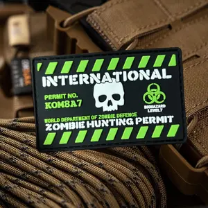 ZOMBIE HUNTING PERMIT Tactical Patch FUNNY PVC Hook&Loop Patches Airsoft Morale Badge Military Army Armband Backpack Stickers