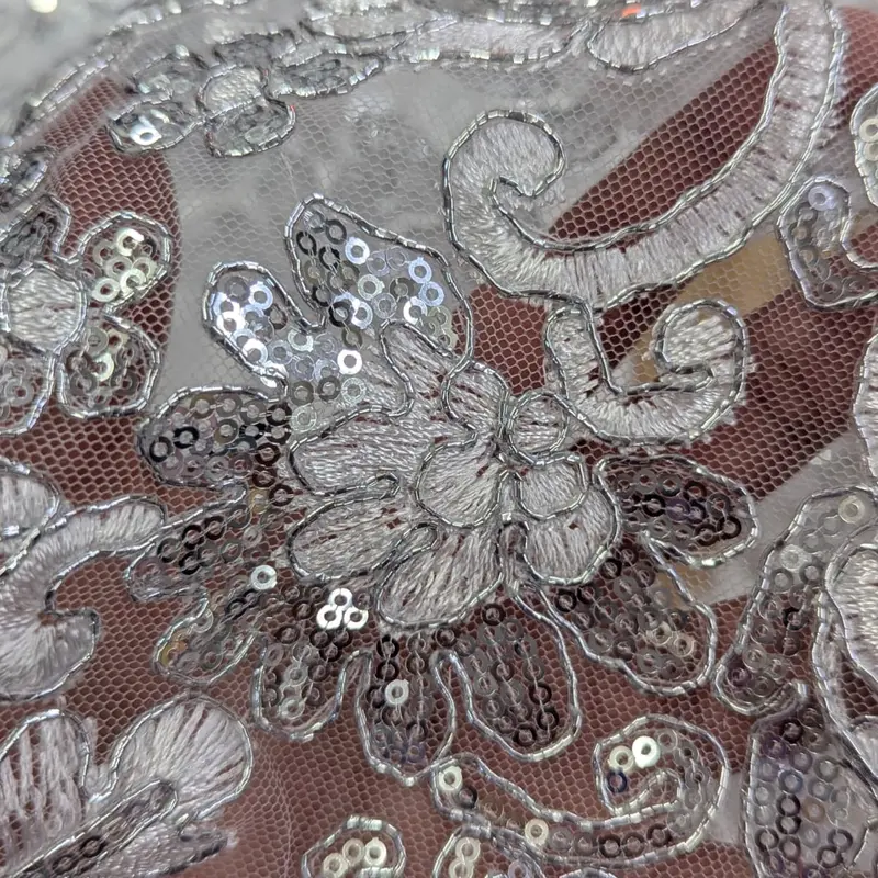 All Over Flower Lace Fabric with Sequins