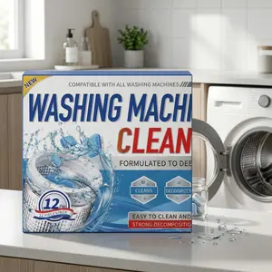 Household Washing Machine Cleaner Tablets 12/24 Count, Deep Cleaning Foaming Gadgets for All Washers, Summer Home Essentials Cleaning Products washing machine cleaning effervescent tablets laundry smell fix septic safe eco-friendly deodorizer ice maker