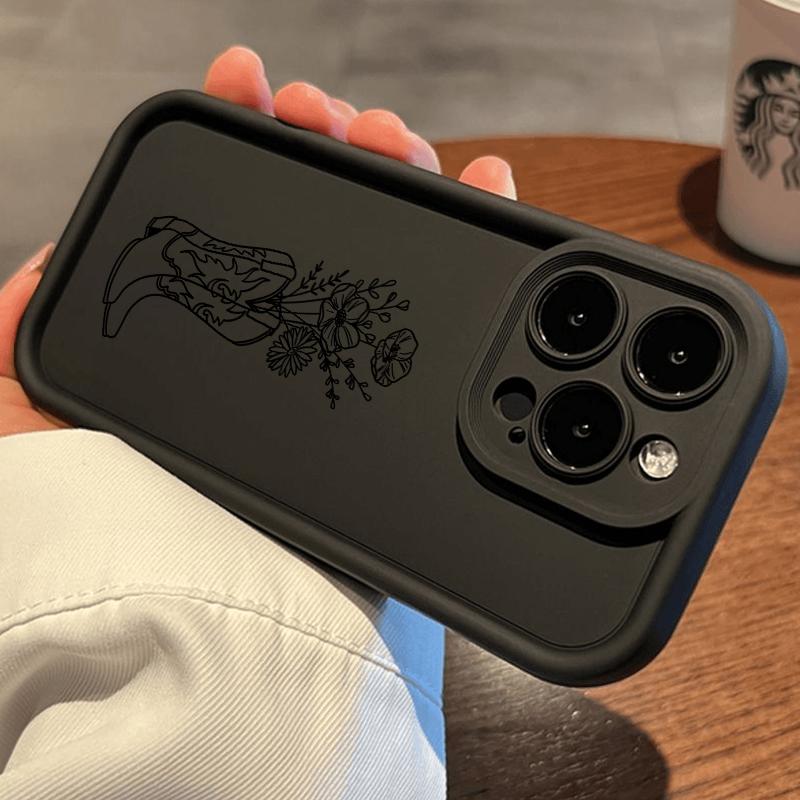 Phone Case Compatible for iPhone 16 15 14 Pro Max 13 12 11 XR XS Plus E Western Cowboy Boots Pattern TPU Lens Protection Durable Soft Cover Gift