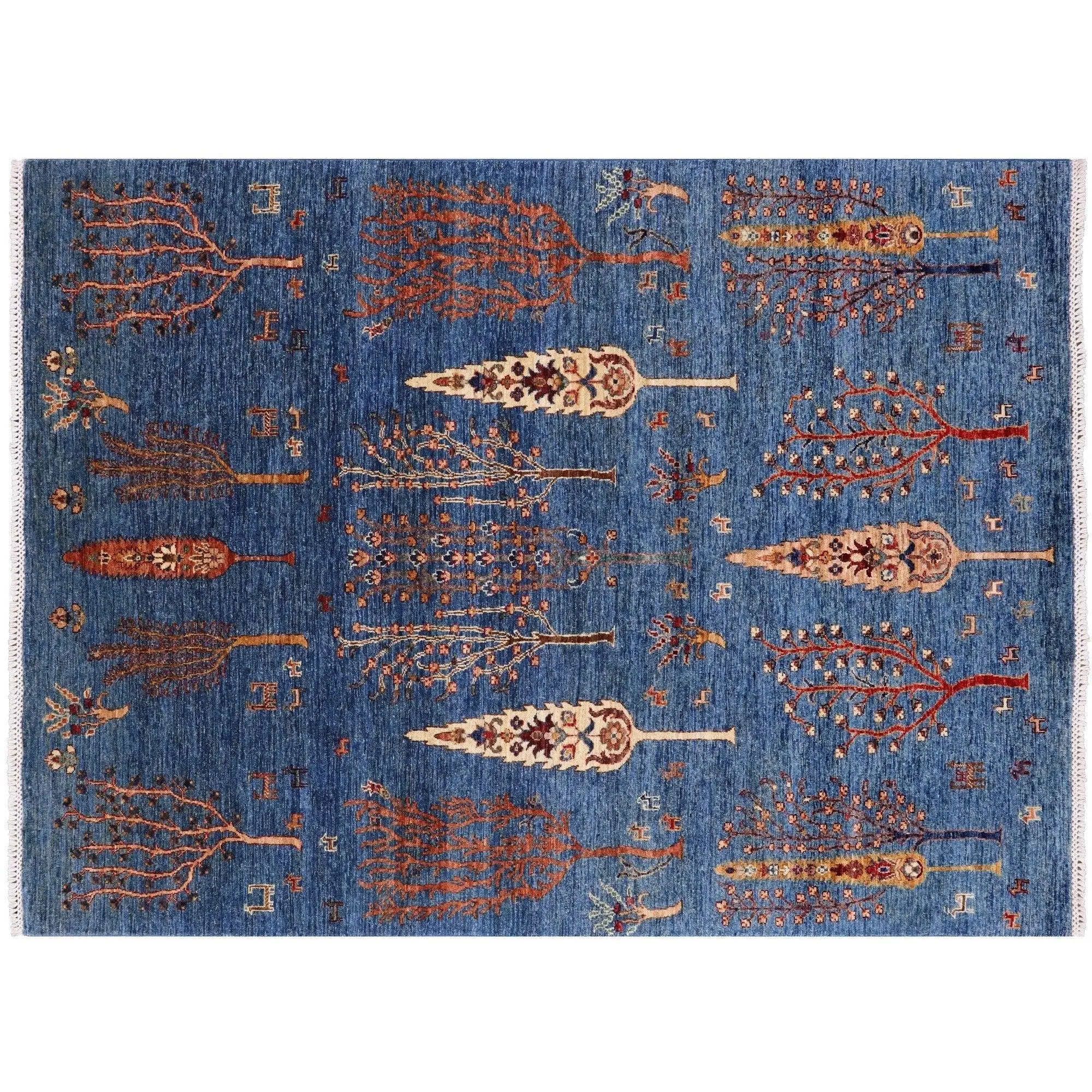 Blue Tribal Persian Gabbeh Hand Knotted Rug 5' 9" X 7' 9" - Q4941