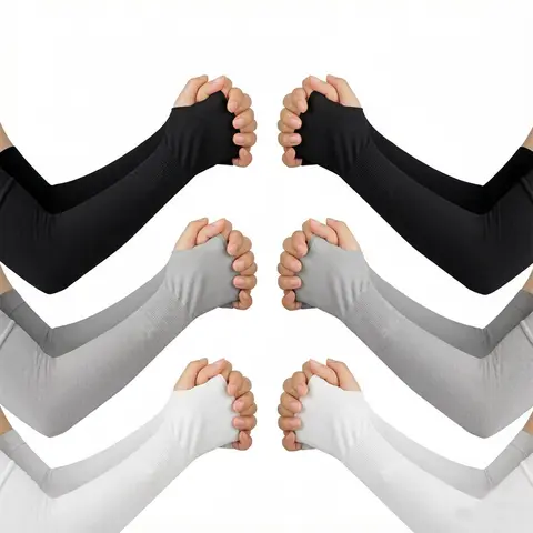 3/6 Pairs UV Protection Cooling Arm Sleeves Compression Sun Sleeves for Men Women - Black+White+Gray