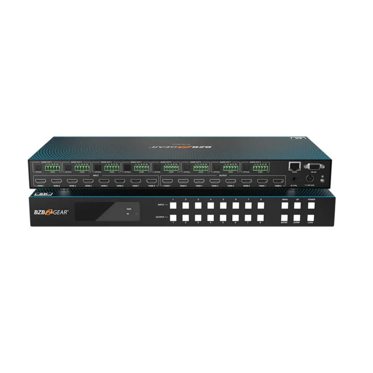 BZB GEAR BG-8K-88MA 8x8 8K 48Gbps HDMI 2.1 Matrix Switcher with Scaler and Audio De-Embedder