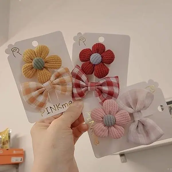 PINKme Hair Clip Accessories Set – 3 Pack Flower Ribbon Bow Hairpin Cute Fashion Accessory