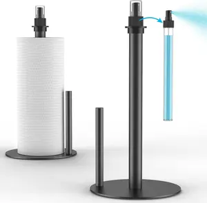 Stainless Steel Paper Towel Holder with Dual-Function Spray Bottle Countertop Dispenser Stand for Kitchen Bars Dining Tables Durable Rust Resistant Pump & Spray Head