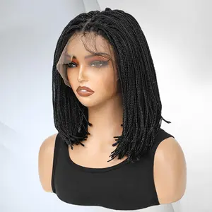 14 Inch Front Lace Knotless Braided Wigs for Women Twist Braids Crochet Hair