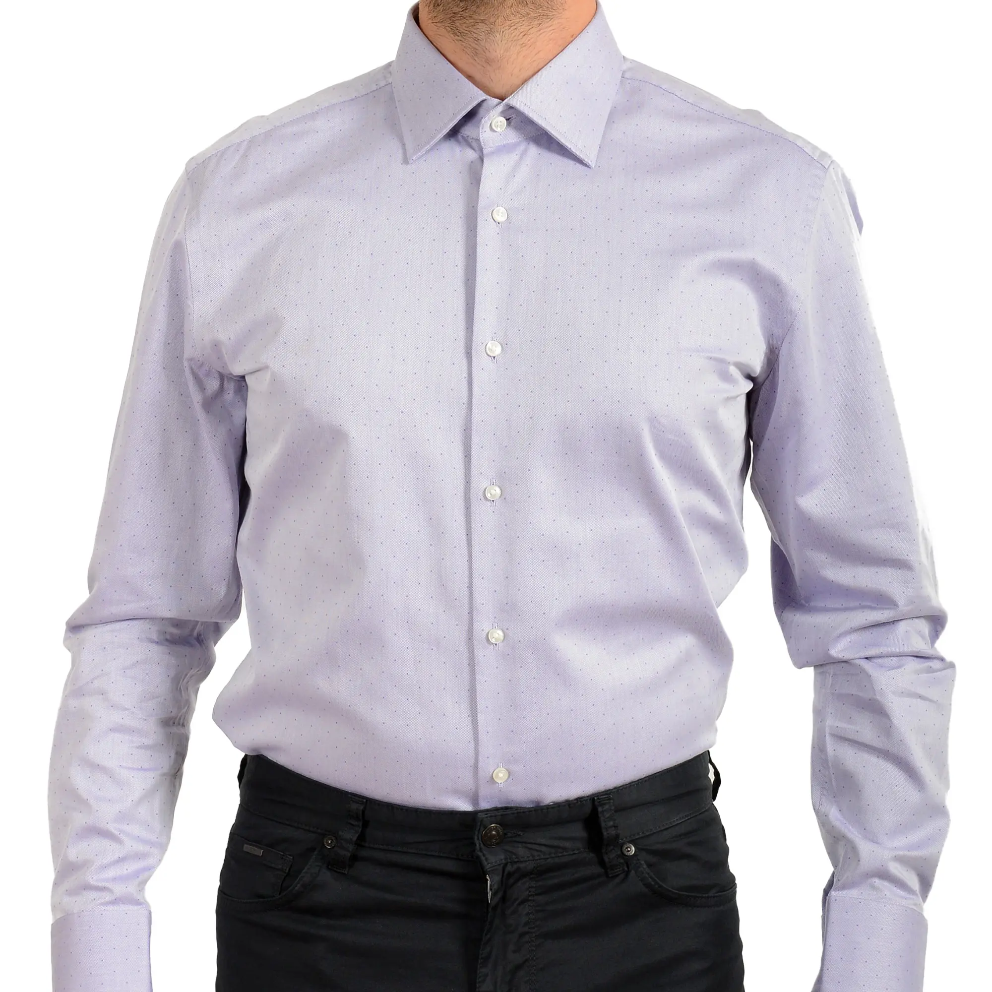 Hugo Boss Men's Purple Slim Fit Geometric Print Dress Shirt US 17 IT 43