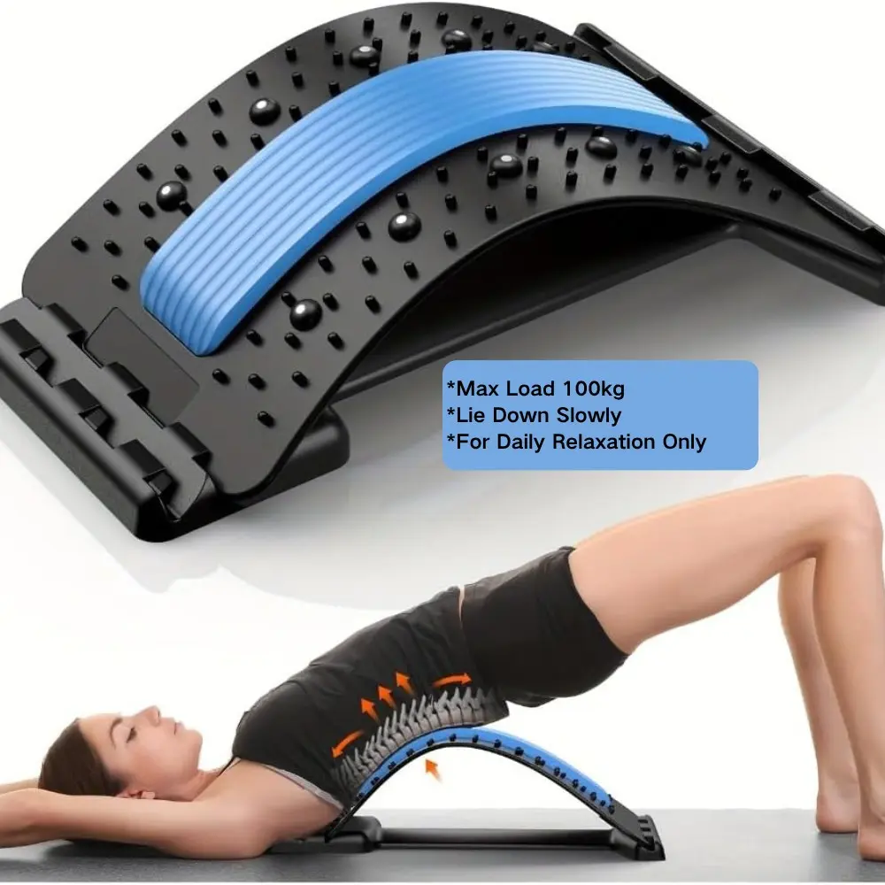 4-Level Adjustable Lumbar Back Stretcher Board, Back Cracking Massager for Lower Back Pain Relief, Scoliosis and Spine Decompression, Spinal Decompression Stretcher, Relaxation Aid