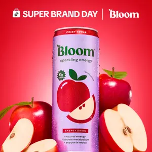 Bloom Sparkling Energy Drink - Natural Caffeine, Zero Sugar, 180mg Caffeine - Antioxidant-Rich with Green Coffee Bean, Green Tea Extract, Prebiotics, 12oz 12 Pack