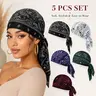 5 PCS Paisley Skull Cap Bandana Head Wraps for Men Women, Adjustable Tie Back Do Rag Headwear, Breathable Lightweight Biker Durag Caps for Motorcycle, Workout, Cycling, Running, Outdoor Sports & Daily Wear
