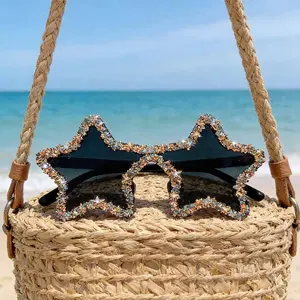 New Handmade Rhinestone Star Candy Color Sunglasses, Street Style Party Cool Shades, Fashionable Eyewear for Trendy Looks