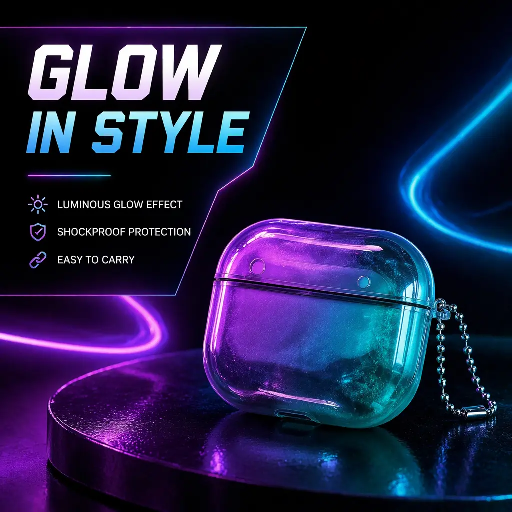 Glowing Quicksand Flowing Electronic AirPods Case with Keychain - Shockproof Protective Cover for AirPods 3/4/Pro/Pro 2