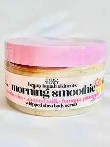 BBS Morning Smoothie Ultra Moisturizing Sugar Scrub - Sliced Strawberries, Almond Milk, Banana, Pineapple - Gentle Exfoliation & Deep Moisturization - Plant-Based Formula - No Greasy Residue - Baby Soft Radiant Glow