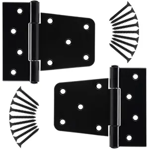 3.5 Inch Heavy Duty Gate Hinges Fence Door Hinges, Durable Black Gate Strap Hinge Gate Hardware Kit for Indoor Outdoor Shed, Wooden Fences, Vinyl Fence Gate, Barn Door, Garage, 2 Pack