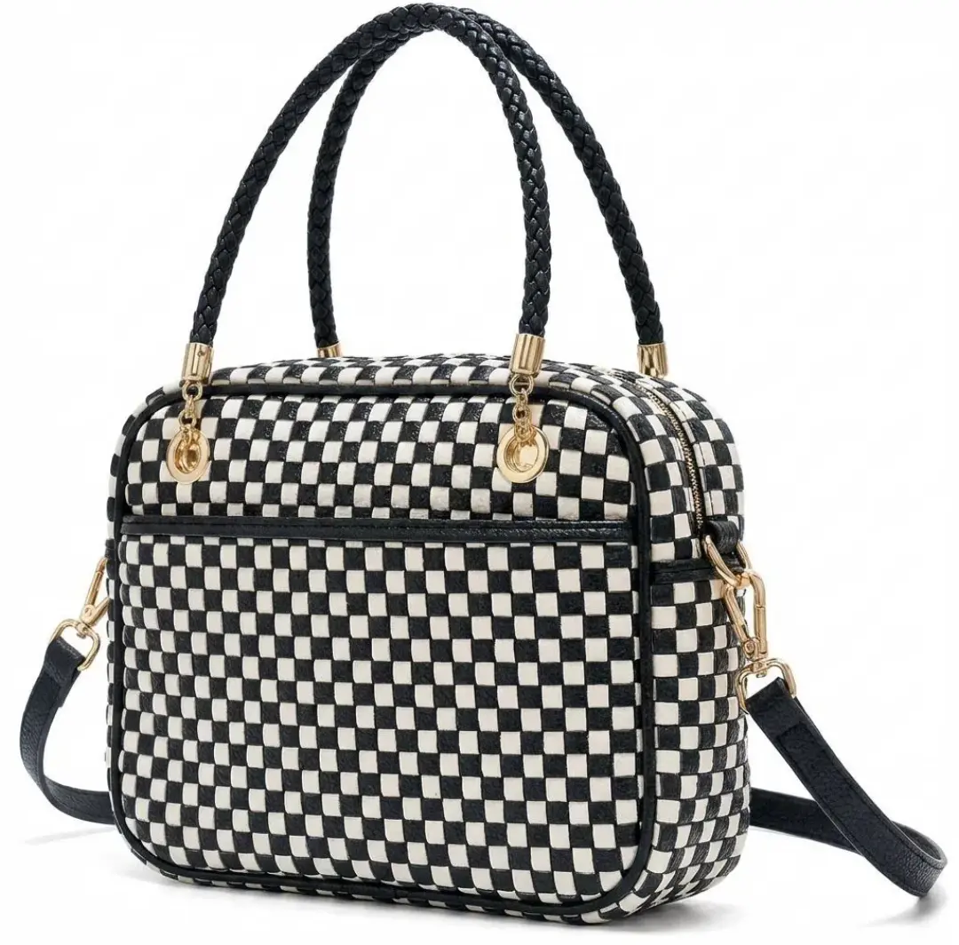 Women's Handmade Woven Top-handle Bag Retro Casual Boston Bag, Women's Suede Woven Shoulder Purses, Large Vegan Leather Braided Elegant Hobo Satchel emerson  tote  bag trendy  shop Vintage Print Crossbody