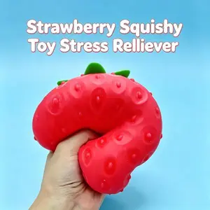 Soft Strawberry Squishy Toy, Cute Fruit Squeeze Fidget Toy, Stress Relief Sensory Toy for Kids & Adults, Fun Play Hobby Gift, Super Squishy & Stretchable Leisure Play Accessory