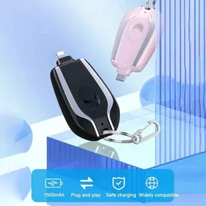Mini Pod Keychain Charger with 1500mAh Battery Capacity for Phone Accessories Charging Portable Chargeable Smartphone Devices