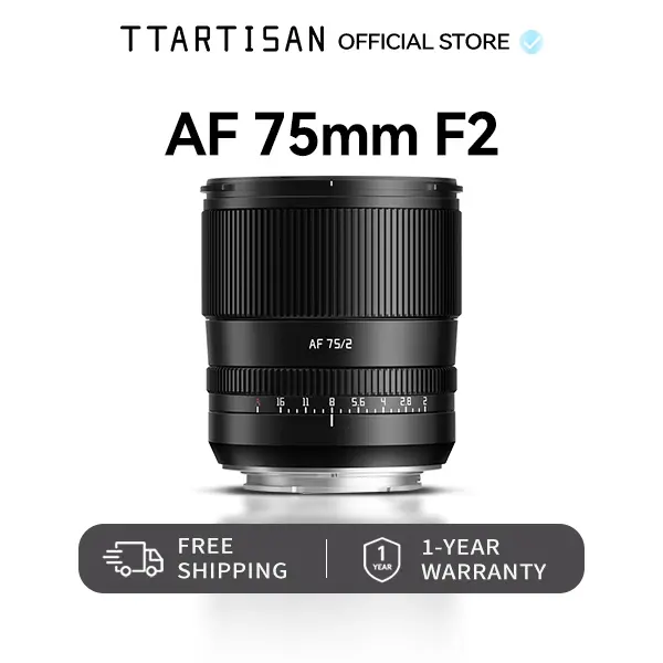 TTARTISAN AF 75mm F2 Full Frame Auto Focus Lens for Sony E / Nikon Z / Fuji X / L Mount — Smooth Bokeh Portrait Lens