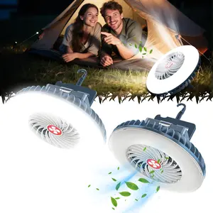 XTAUTO Portable camping fan with LED lantern – rechargeable battery-powered fan with hook for tents, cars, RVs, hurricanes, emergency power outages, and survival kits.