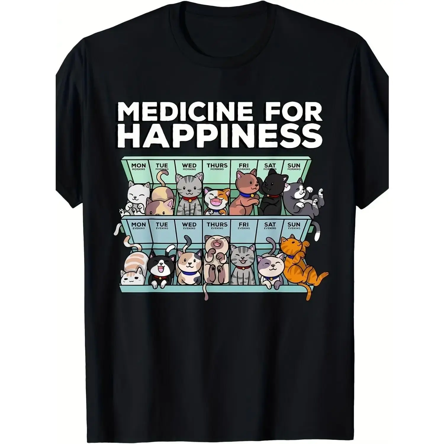 Women's Short-Sleeve Cottagecore Goth Kawaii Anime Cat Graphic T-Shirt, Round/Crew Neck Tops, Casual Comfortable Unisex All-Seasons Halloween Christmas Gifts DIY Tee