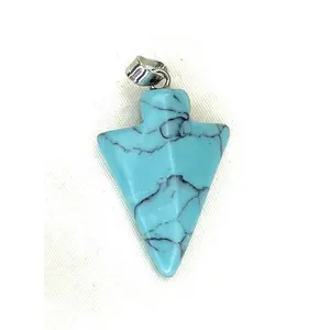Arrowhead Gemstone Pendant - Blue Howlite