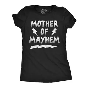 Womens Funny T Shirts Mother Of Mayhem Sarcastic Mom Graphic Novelty Tee for Ladies Funny Womens T Shirts Cute Vintage Fashion Casual Ladies T-Shirt Gift Mother's Day Tops for Women Funny Sarcastic Top Women's Black -