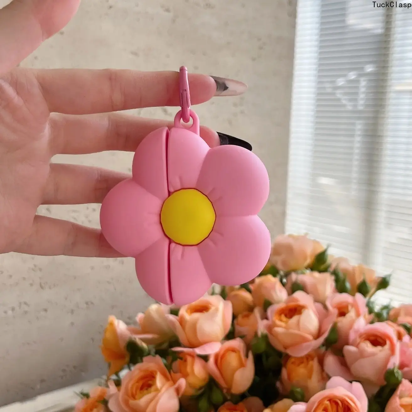 1PC Pink Floral Flower AirPods Case, Aesthetic Silicone Protective Cover, Drop-Resistant Durable Design Compatible with AirPods 1/2/3/4/Pro/Pro 2/Pro 3, Cute Stylish Earphone Accessory for Everyday & Travel Use