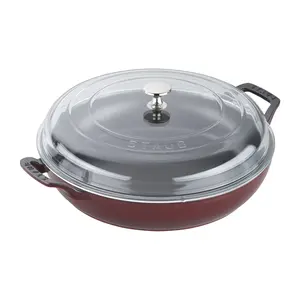 STAUB Enameled Cast Iron, 3.5-qt Braiser w/Glass Lid, Made in France