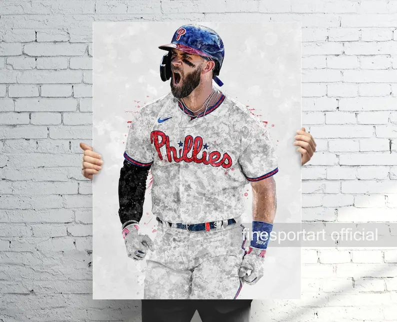 Bryce Harper Philadelphia Poster, Baseball print, Sports wall art, Man Cave, Gift, Kids Room Decor Ihor