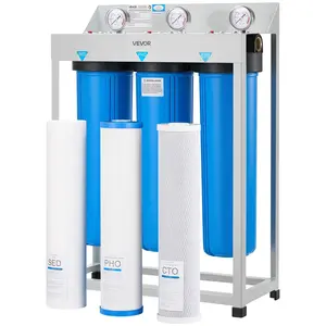 VEVOR  Whole House Water Filter System, 3-Stage |   Sediment, PHO, CTO |   4.5" x 20" Home Water Purifier Filter Reduce Chlorine, Bad Taste, Odor, Rust, Prevent Scale and Corrosion
