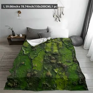 Realistic Forest Texture Moss Blanket, Natural Theme Design, Super Soft Multi-Use Outdoor Camping Sofa Bed Office Travel Cover
