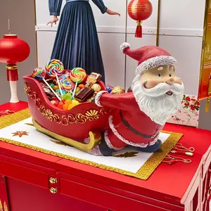 Santa Claus Sleigh Shaped Candy Storage Tray Decorative Ornaments, Festive Resin Crafts for Home Living Room and Fireplace, Perfect Christmas Gift, Candy Storage Platter