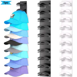 1/2 Counts Hat Rack for Baseball Caps, Multi-layer Hat Organizer for Wall Hold up to 10 Hat, Wall Mounted Hat Hanger Strong Adhesive/Wall Drilled for Door,Bedroom,Closet, Space-Saving Design