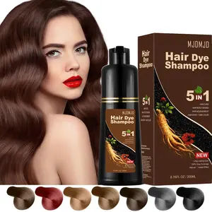 5-in-1 Dark Brown Hair Dye Shampoo – Natural Hair Color Shampoo with Ginseng, 100% Gray Coverage for Men & Women,  Long Lasting Dark Brown, Easy to Use 200ML