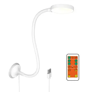 LED Wall Mounted Reading Light with Magnet and Wireless Remote Control, Magnetic LED White Flexible Bedside Reading Lamp for Bedroom, Step or Stepless Dimmable Lighting, Timer Auto OFF