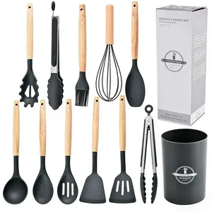 12Pcs Silicone Cooking Utensils Kitchen Utensil Set - 446°F Heat Resistant Silicone Kitchen Utensils Set Spatula Turner Tongs, Spoon, Brush, Whisk,Kitchen Gadgets for Nonstick Cookware BPA Free