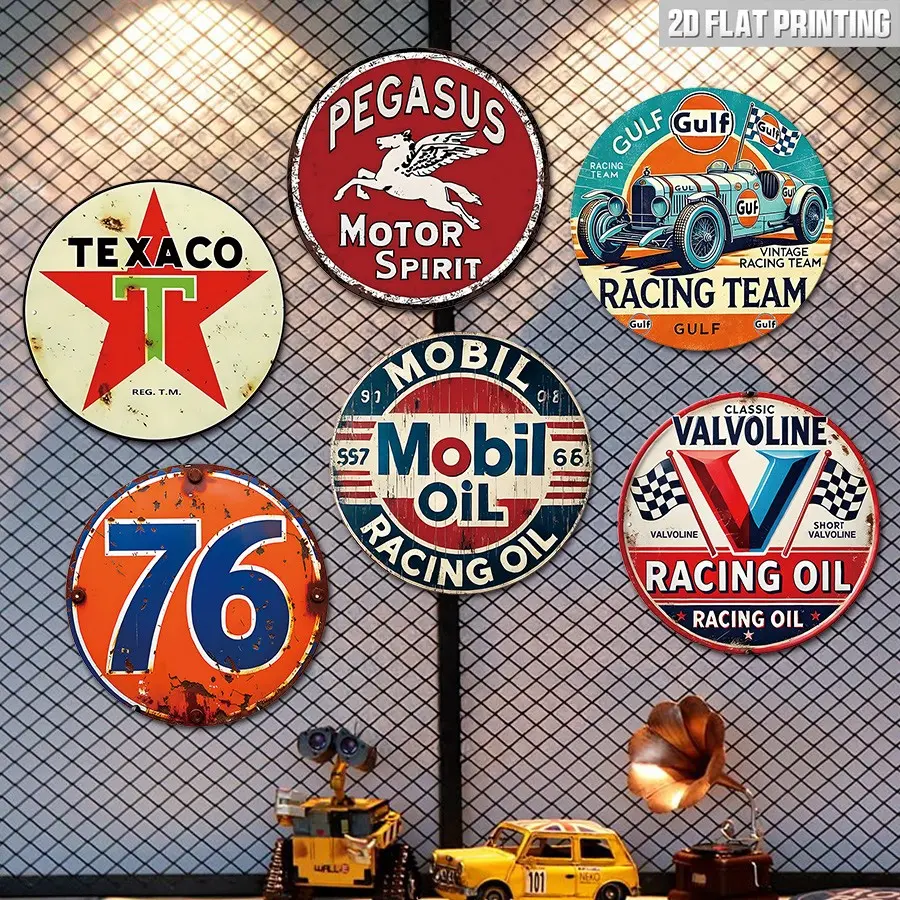 6pcs Vintage Petroleum Garage Tin Signs, Vintage Plaque Decor - Room Decor, Home Decor Products for Man Cave, Bar and Garage | Durable and Waterproof | Easy to Install | Psychedelic Car Theme | Rustic Style 8x8 Inches