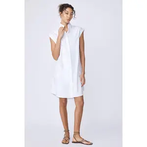Candice Double Collar Shirt Dress White