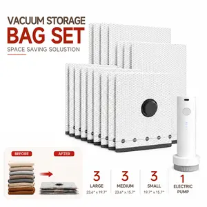 Travel Vacuum Compression Storage Bag with USB Rechargeable Electric Pump, Ultra-Small Lightweight Space Saver for Clothes & Travel Essentials, Zipper Bag, Outdoor Packing, Handheld Organizer, Christmas Set
