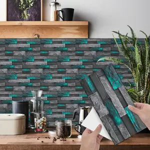 （6pcs/12pcs/24pcs）Self-Adhesive Stone Rock Crystal Film Wall Stickers, Easy Clean Kitchen Bathroom Countertop Decor, 15cm X 30cm