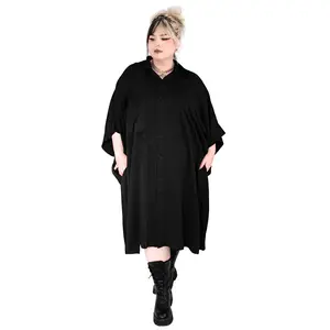 Arden Oversized Black Button Front Tunic Dress