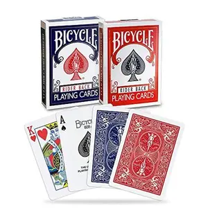 Bicycle Rider Back Playing Cards, Standard Index, Poker Cards, Premium Playing Cards, Red & Blue, 2 Count (Pack of 1)