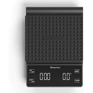 Kitchentour coffee scale with timer 3kg/0.1g high precision pour over drip espresso scale with back-lit lcd display (batteries included)