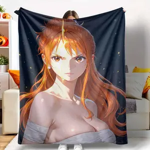 Elegant Red Hair Beauty Flannel Blanket Fantasy Starry Night Illustration Print Ultra Soft Warm Cozy Lightweight Throw for Bedroom Living Room Sofa Gift Decoration tiktokshopspringglowup