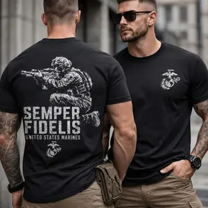 Men's Semper Fidelis USMC Short-Sleeve T-Shirt - Breathable Marine Corps Pride Apparel, Top Patriotic Gift for Veterans